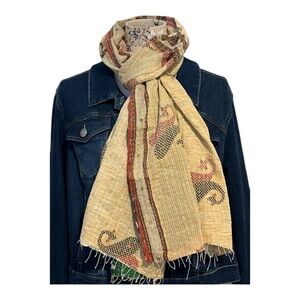 KANTHA SCARF REVERSIBLE TWO SIDED SARI HEAD WRAP DECOR LINEN SARONG